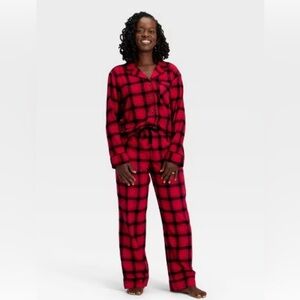 Wondershop Red Black and white Checkered womens 2X Pajama Set NWT 1 print left